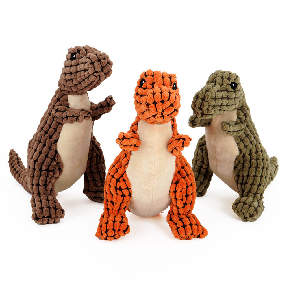 Dinosaur Large Dog Chew Toy Interactive Plush Stuffing Squeakers