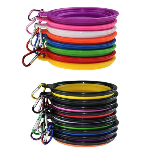 1000/350ml Solid Color Foldable Dog Bowl Container For On The Go Feeding & Drinking