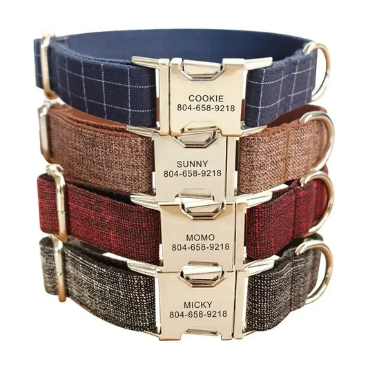 High Quality Plaid Personalized Dog Collar