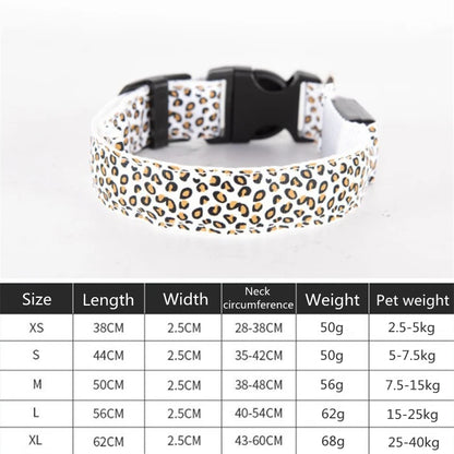 Pet LED Luminous Collar for Dog Adjustable Leopard Pattern