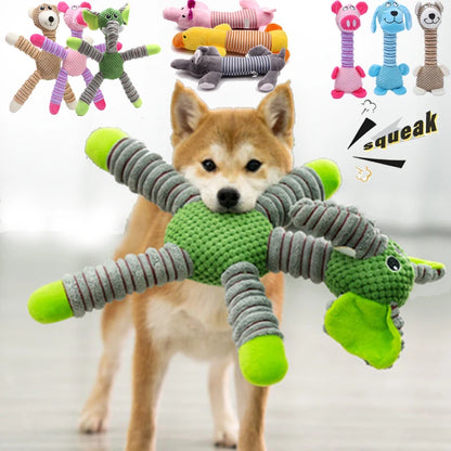 Large Indestructible Plush Squeaky Animal Dog Toy for Teeth & Training