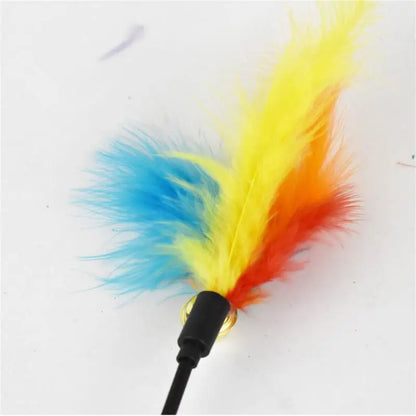 Funny Kitten Cat Teaser Interactive Toy Rod With Bell Feather Toy