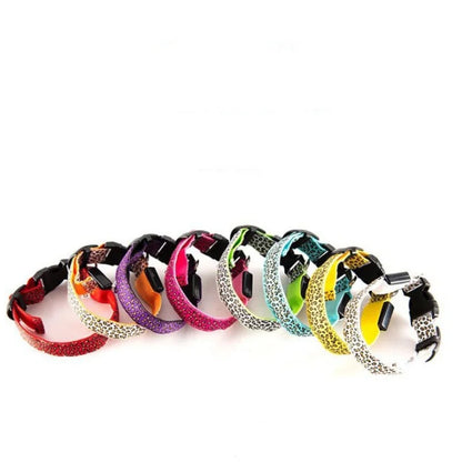 Pet LED Luminous Collar for Dog Adjustable Leopard Pattern