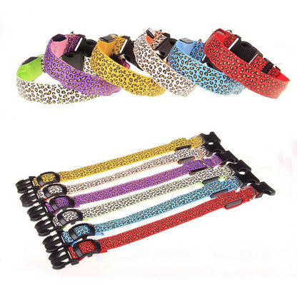 Pet LED Luminous Collar for Dog Adjustable Leopard Pattern