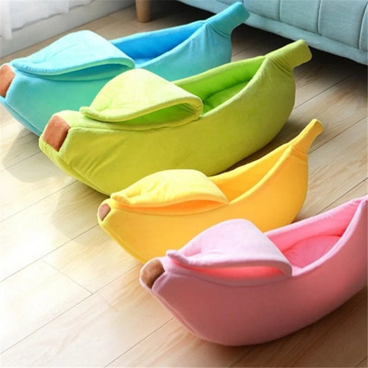 Banana Boat Shape Cat Bed House Cute Cat Mat Beds Warm Durable Portable Pet Basket Kennel Dog Cushion Cat Supplies Winter